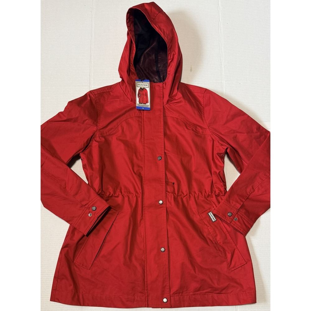HUNTER - Women's Smock Jacket -Red Water Resistant Cotton Hooded - Large NEW NWT